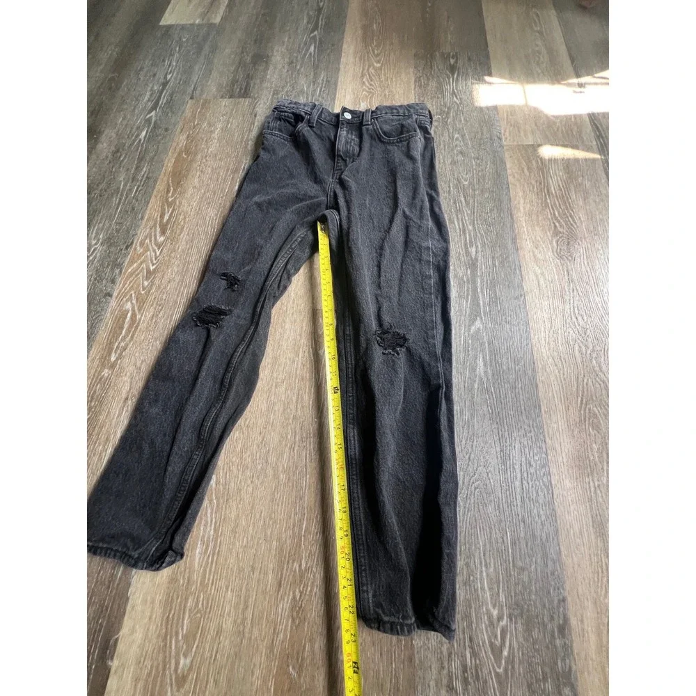 Old Navy Slouchy Straight Jeans‎ 12 Black Distressed High Rise 1846